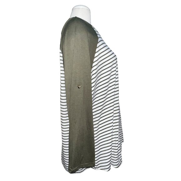 New BloomChic Contrast Raglan Sleeve Striped Patched Pocket Shirt 3XL 22/24 - Picture 7 of 8